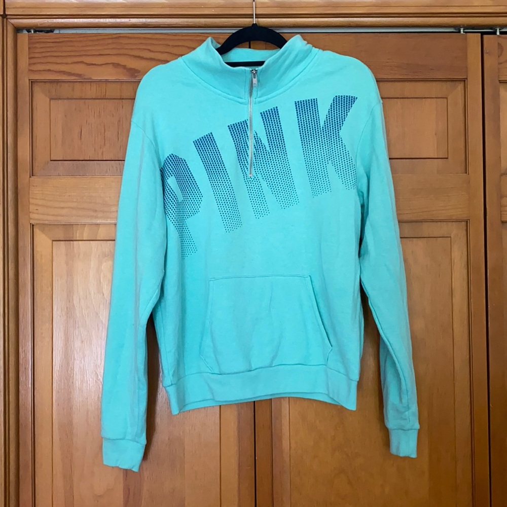 PINK Teal Quarter Zip Sweatshirt